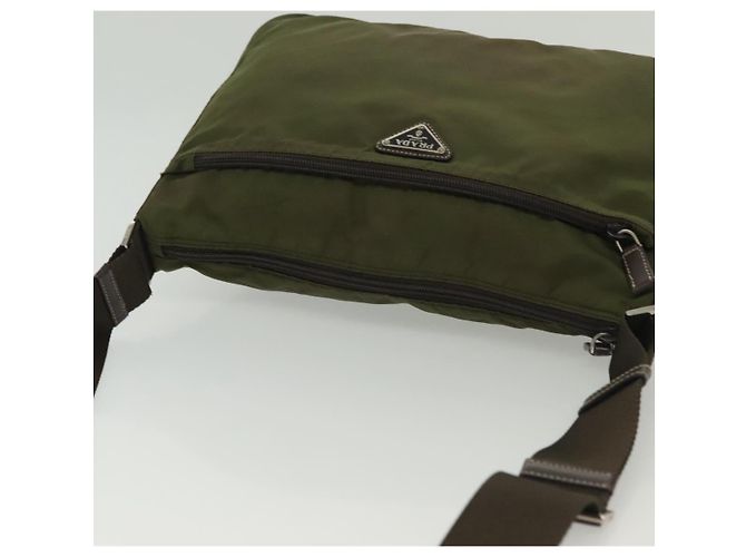 Borsa a Spalla PRADA Nylon Khaki Argento Autentica ki5956 Cachi - vista 7