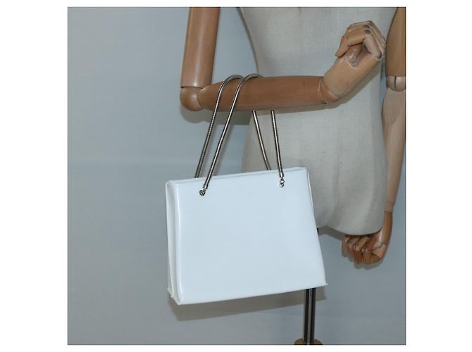 Borsa a spalla a catena GIVENCHY in pelle bianca e argento Auth bs28975 Bianco - vista 23