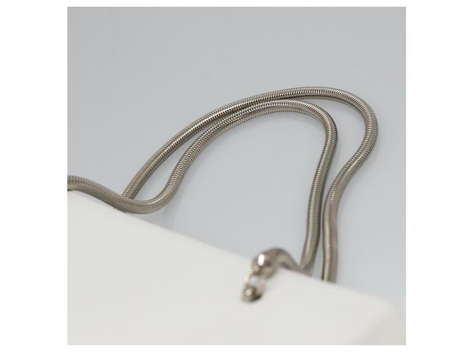 Borsa a spalla a catena GIVENCHY in pelle bianca e argento Auth bs28975 Bianco - vista 8