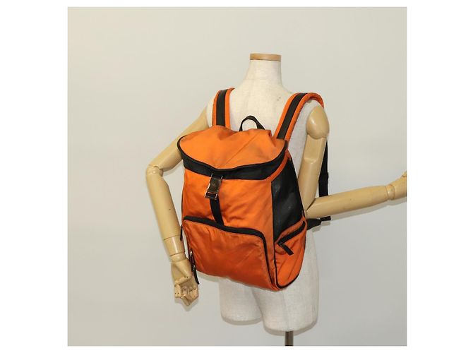 GUCCI Backpack Nylon Leather Orange Black Silver Auth bs28642 Silvery - view 26