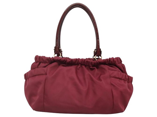 Borsa Tote Vala in Nylon Bordeaux e Oro Auth hk2907 di Salvatore Ferragamo D'oro Bordò - vista 2
