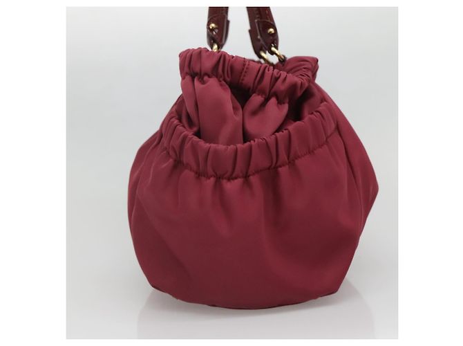 Borsa Tote Vala in Nylon Bordeaux e Oro Auth hk2907 di Salvatore Ferragamo D'oro Bordò - vista 3