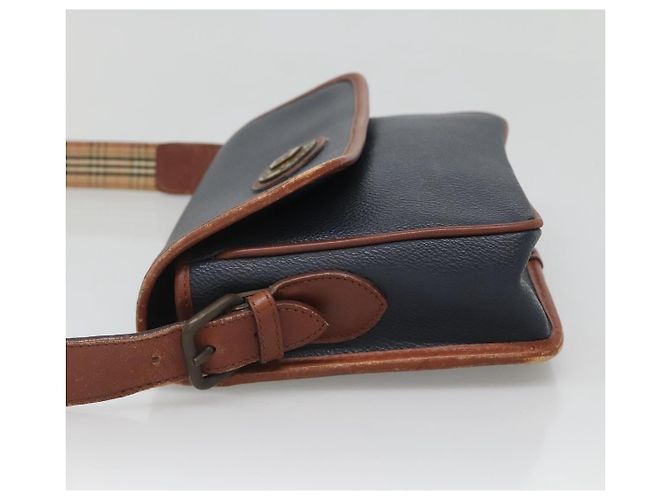 Autre Marque Borsa a Spalla Burberrys in Pelle PVC Blu Navy Oro Auth bs28989 D'oro - vista 3