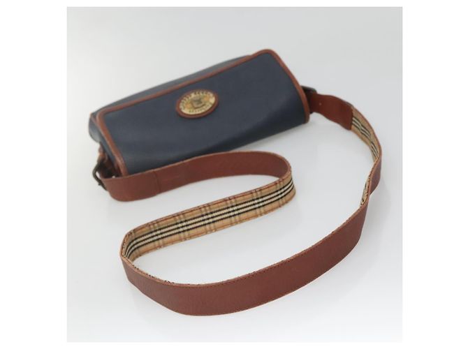 Autre Marque Borsa a Spalla Burberrys in Pelle PVC Blu Navy Oro Auth bs28989 D'oro - vista 7