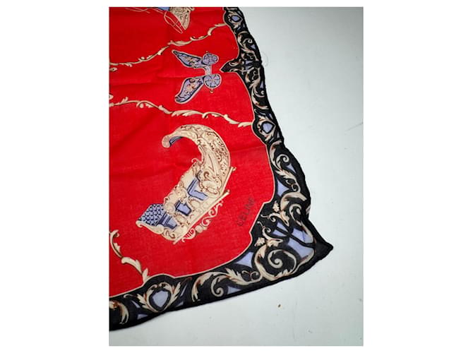 Céline Sciarpa vintage Celine rossa nera Rosso - vista 4