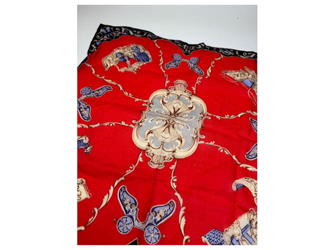 Céline Sciarpa vintage Celine rossa nera Rosso - vista 5