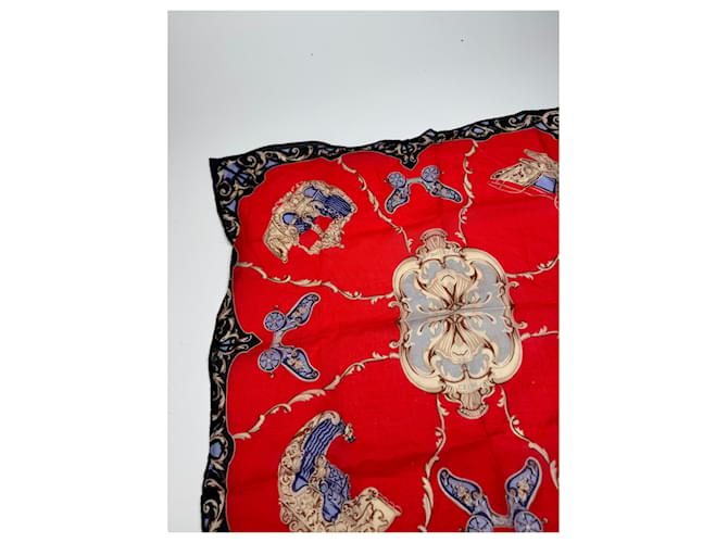 Céline Sciarpa vintage Celine rossa nera Rosso - vista 6