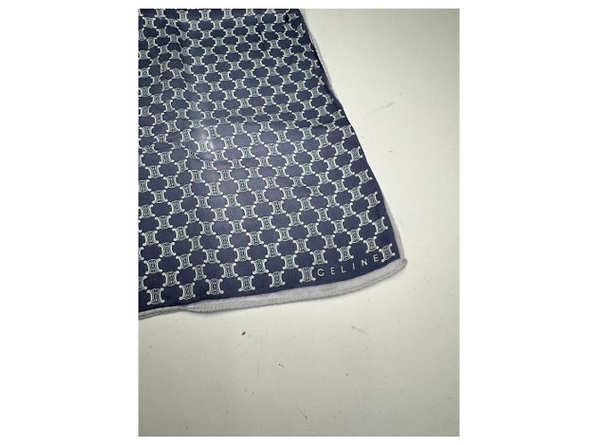 Céline Sciarpa monogramma Triomphe Celine Paris vintage blu navy bianco - vista 2