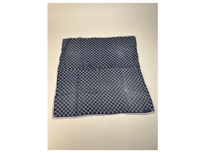 Céline Sciarpa monogramma Triomphe Celine Paris vintage blu navy bianco - vista 4