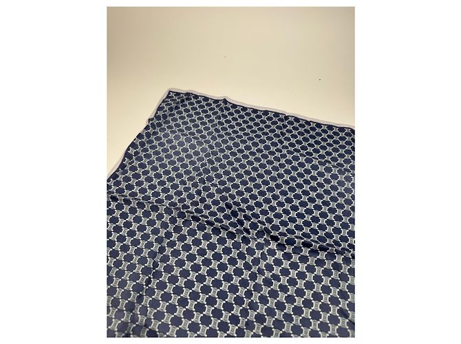 Céline Sciarpa monogramma Triomphe Celine Paris vintage blu navy bianco - vista 5
