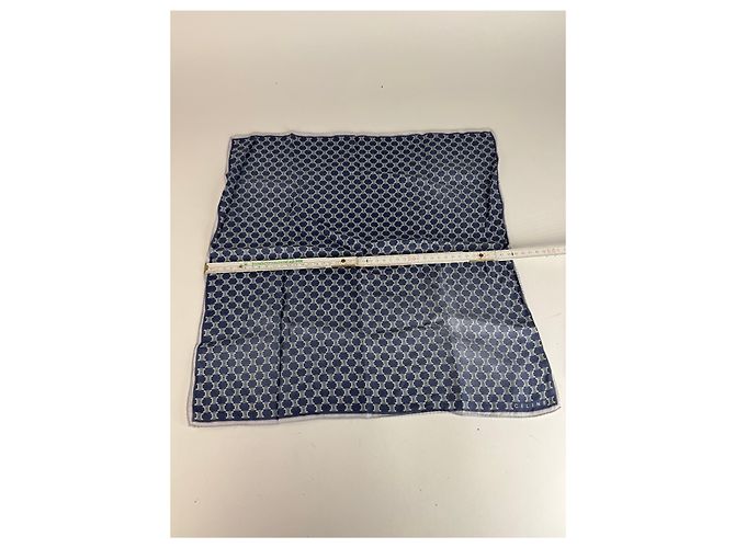 Céline Sciarpa monogramma Triomphe Celine Paris vintage blu navy bianco - vista 7