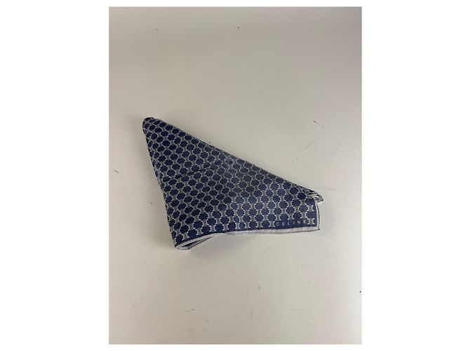 Céline Sciarpa monogramma Triomphe Celine Paris vintage blu navy bianco - vista 8
