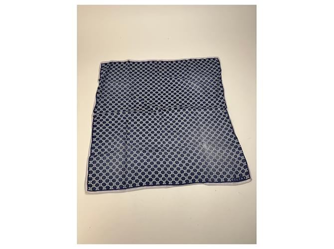 Céline Sciarpa monogramma Triomphe Celine Paris vintage blu navy bianco - vista 9