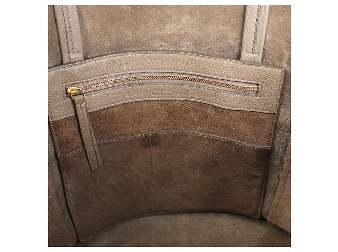 Céline Celine Cabas Phantom Kleine Schultertasche aus Leder in Taupe - Ansicht 18