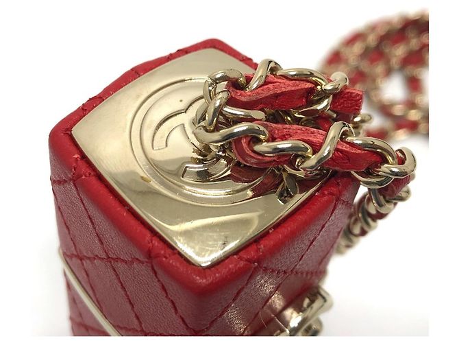 Chanel Coco Mark CC Schultertasche mit Kette Rot - Ansicht 5