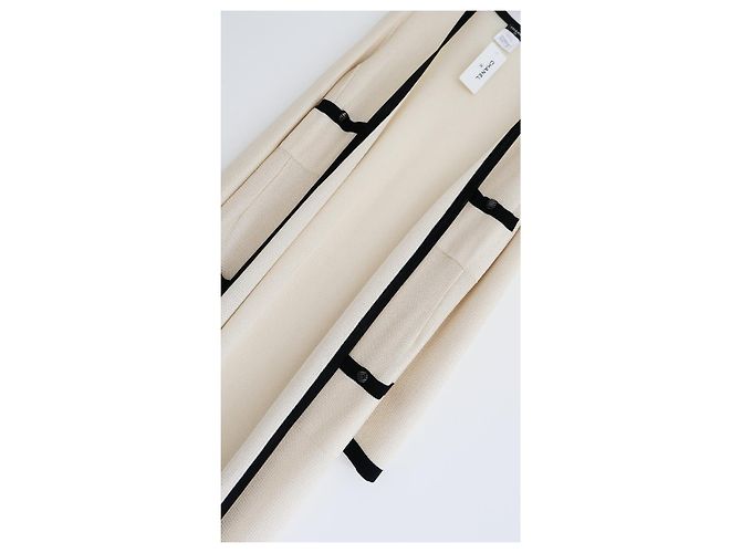Chanel Crucero 2010 10C Abrigo Cardigan Crema & Negro Crudo - vista 4