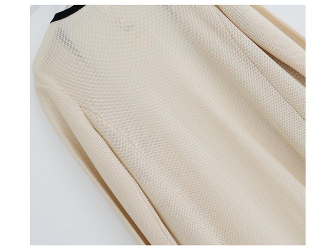 Chanel Crucero 2010 10C Abrigo Cardigan Crema & Negro Crudo - vista 5
