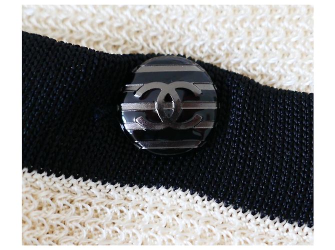 Chanel Crucero 2010 10C Abrigo Cardigan Crema & Negro Crudo - vista 7