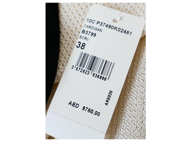 Chanel Crucero 2010 10C Abrigo Cardigan Crema & Negro Crudo - vista 9