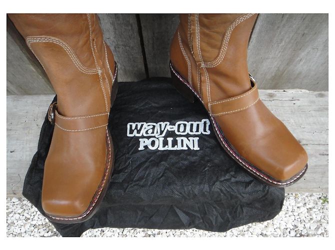 Pollini Way Out Leder Bikerstiefel hellbraun - Ansicht 6