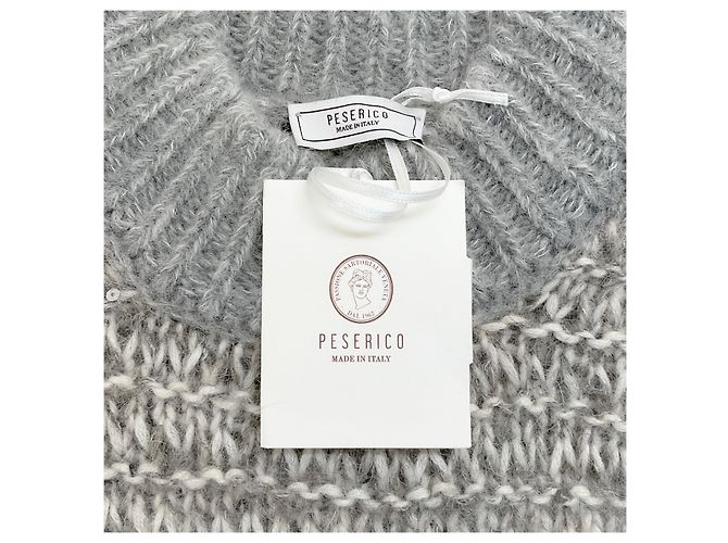 Pull sans manches en alpaga gris / blanc avec sequins Peserico - vue 4