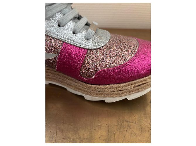 Stella Mc Cartney Sneakers Stella McCartney Rosa con Paillettes e Suola in Corda - vista 11