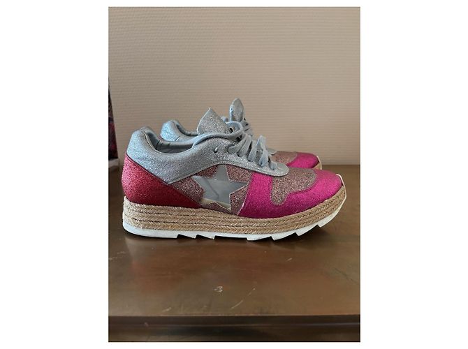 Stella Mc Cartney Sneakers Stella McCartney Rosa con Paillettes e Suola in Corda - vista 4