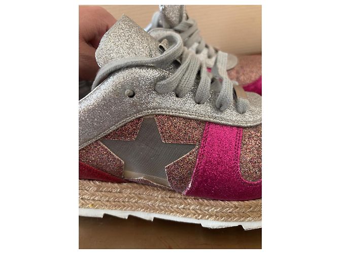 Stella Mc Cartney Sneakers Stella McCartney Rosa con Paillettes e Suola in Corda - vista 5