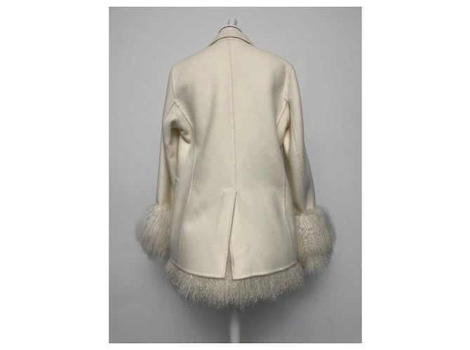 Blazer Parosh Crema de Lana y Piel de Mongolia Crudo - vista 10
