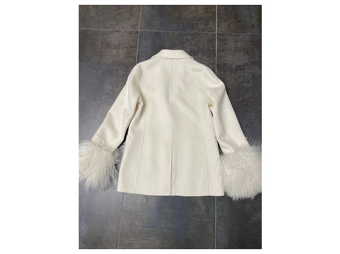 Blazer Parosh Crema de Lana y Piel de Mongolia Crudo - vista 4