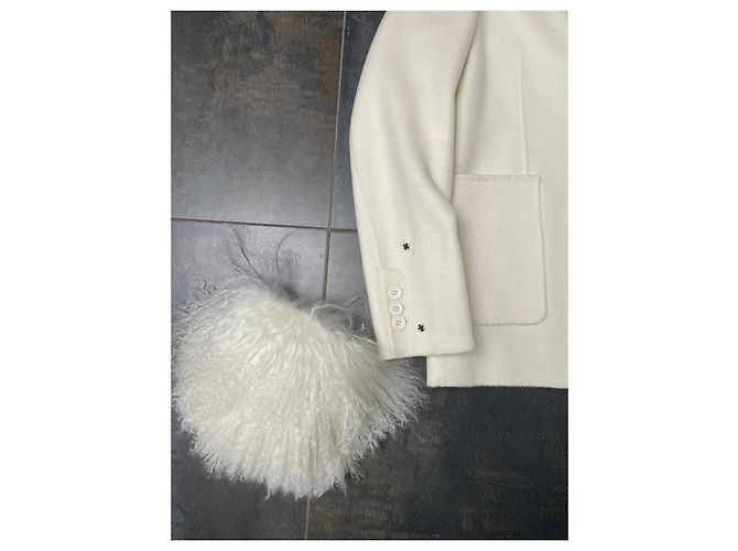 Blazer Parosh Crema de Lana y Piel de Mongolia Crudo - vista 5