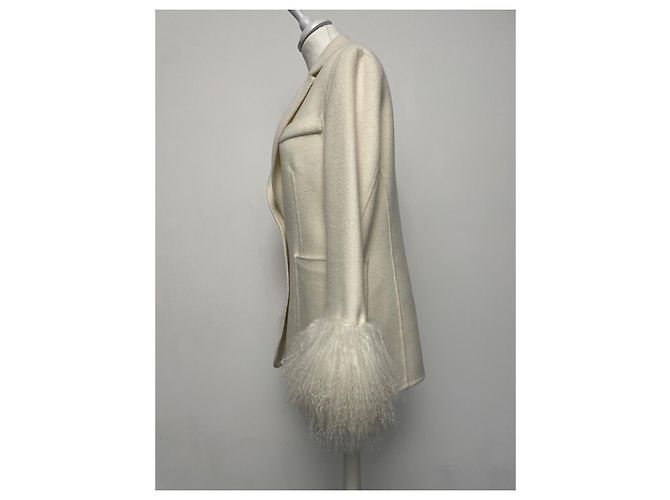 Blazer Parosh Crema de Lana y Piel de Mongolia Crudo - vista 7