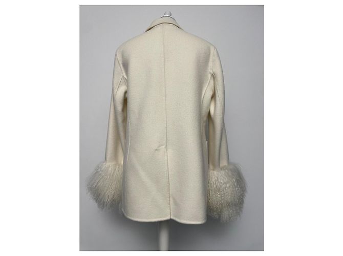 Blazer Parosh Crema de Lana y Piel de Mongolia Crudo - vista 8