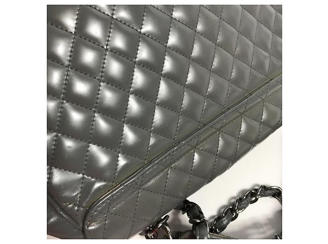 Borsa in pelle grigia Chanel Marrone - vista 9