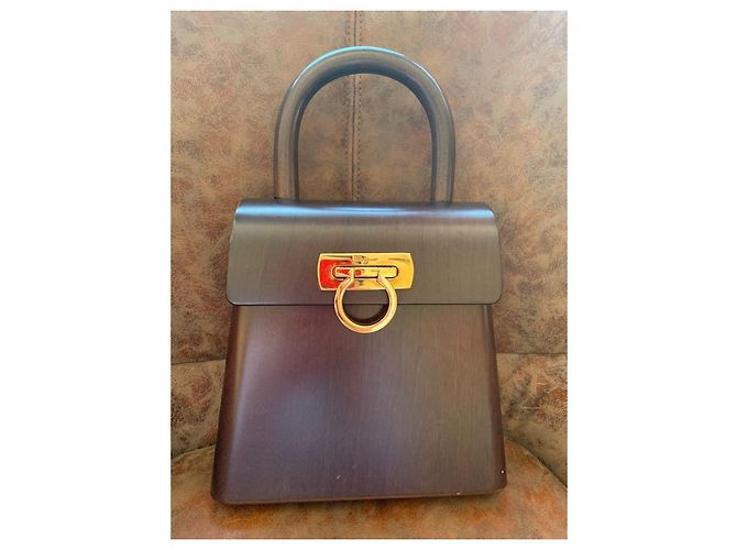 Bolso Salvatore Ferragamo Gancini de madera chocolate - vista 5