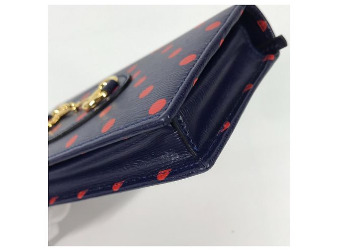 Portafoglio a catena Gucci Horsebit 1955 Dot Rosso Blu navy - vista 10