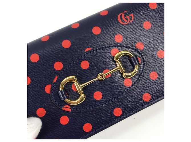 Portafoglio a catena Gucci Horsebit 1955 Dot Rosso Blu navy - vista 11