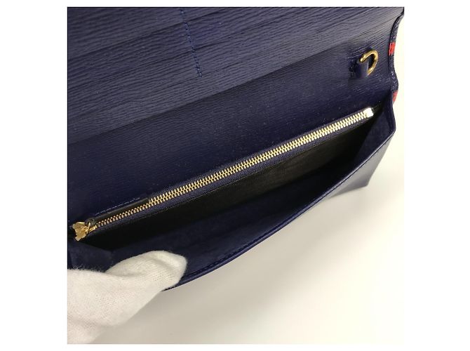 Portafoglio a catena Gucci Horsebit 1955 Dot Rosso Blu navy - vista 13