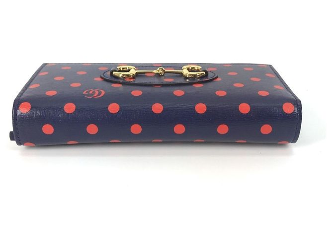 Portafoglio a catena Gucci Horsebit 1955 Dot Rosso Blu navy - vista 4