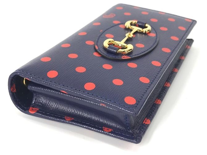Portafoglio a catena Gucci Horsebit 1955 Dot Rosso Blu navy - vista 5