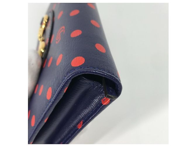 Portafoglio a catena Gucci Horsebit 1955 Dot Rosso Blu navy - vista 7