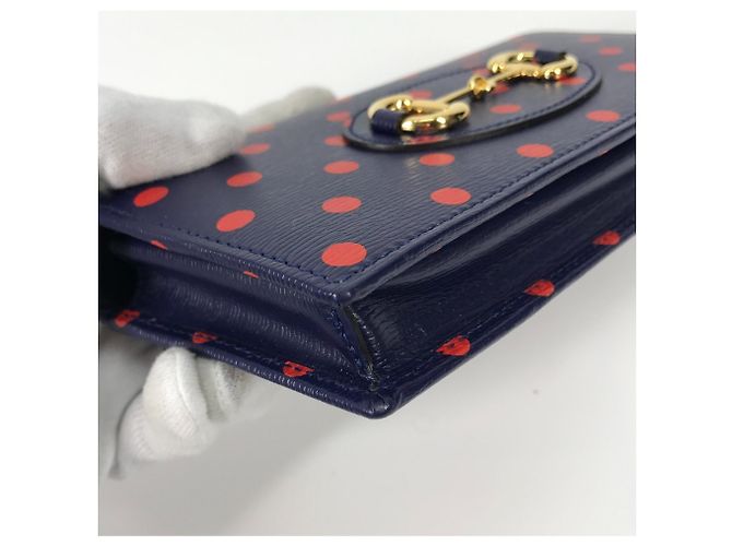 Portafoglio a catena Gucci Horsebit 1955 Dot Rosso Blu navy - vista 9