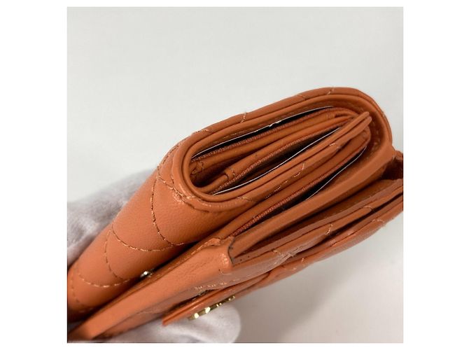Chanel Orange Lambskin Tri-Fold Wallet - view 11