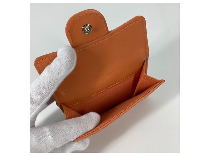 Chanel Orange Lambskin Tri-Fold Wallet - view 13