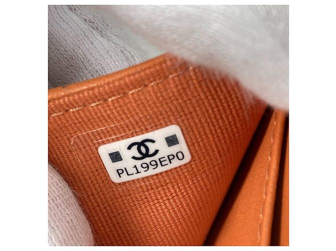 Chanel Orange Lambskin Tri-Fold Wallet - view 16