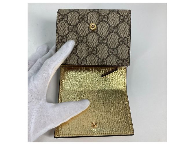 Billetera de cuero bi-fold Gucci GG Marmont Beige - vista 10