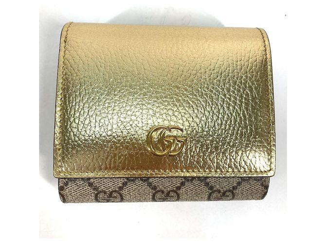 Billetera de cuero bi-fold Gucci GG Marmont Beige - vista 2