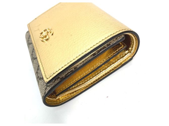 Billetera de cuero bi-fold Gucci GG Marmont Beige - vista 4