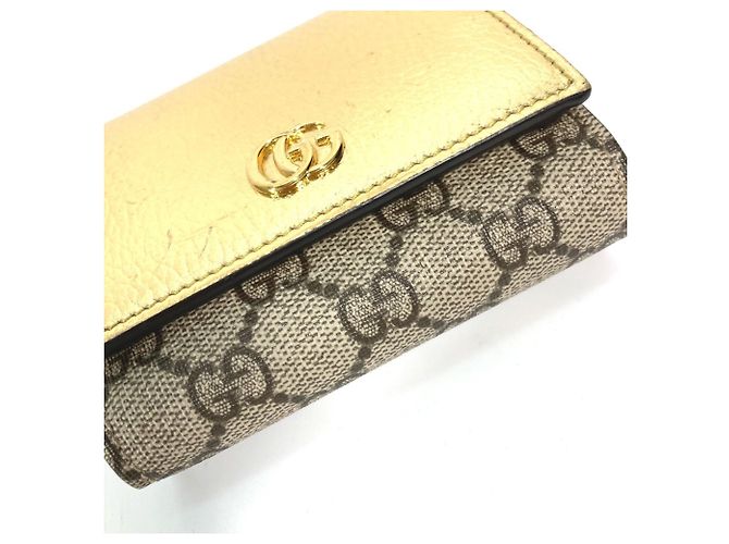 Billetera de cuero bi-fold Gucci GG Marmont Beige - vista 5