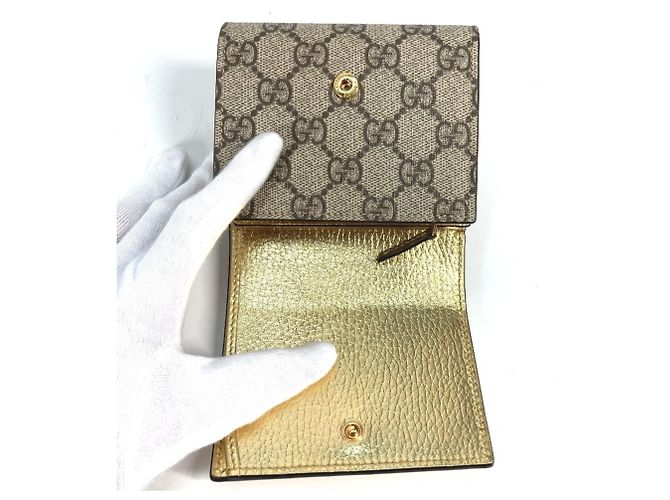 Billetera de cuero bi-fold Gucci GG Marmont Beige - vista 9